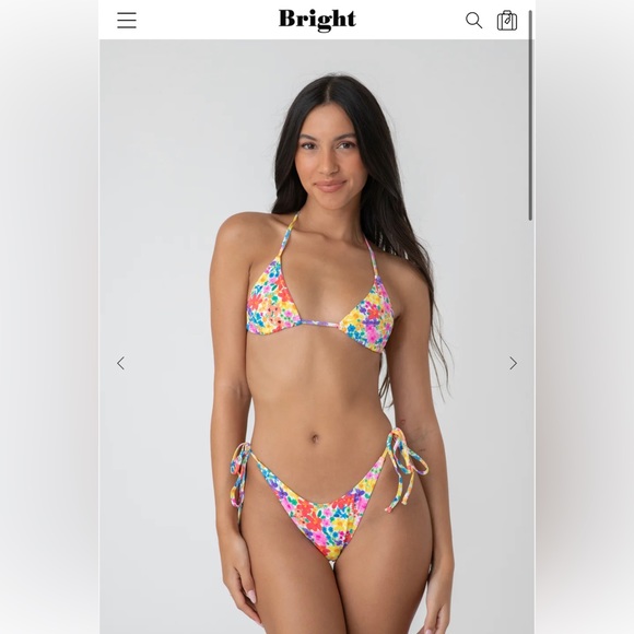 Bright Swim MARIA top & bottom sunset/white colourful bright floral tie bikini - Picture 1 of 3